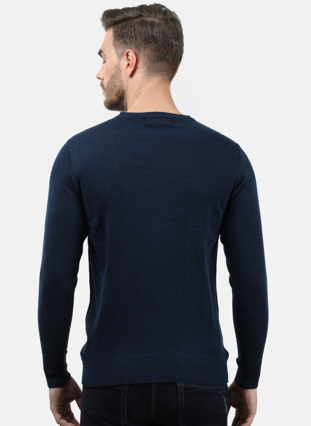 Men NAvy Blue Solid Pullover