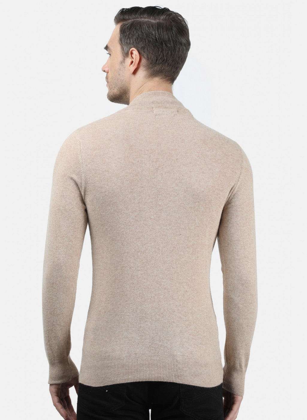 Men Beige Solid Pullover