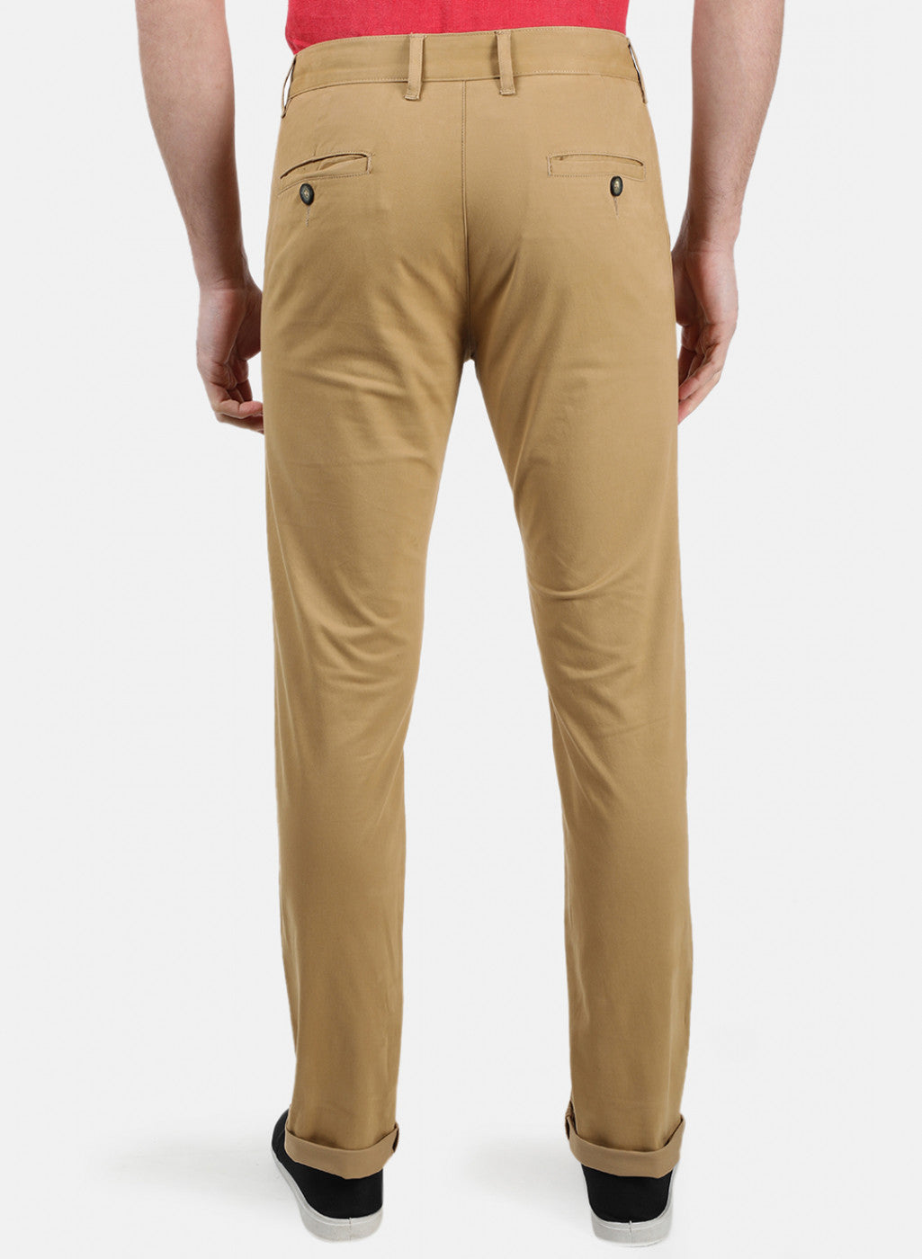 Men Mustard Plain Trousers
