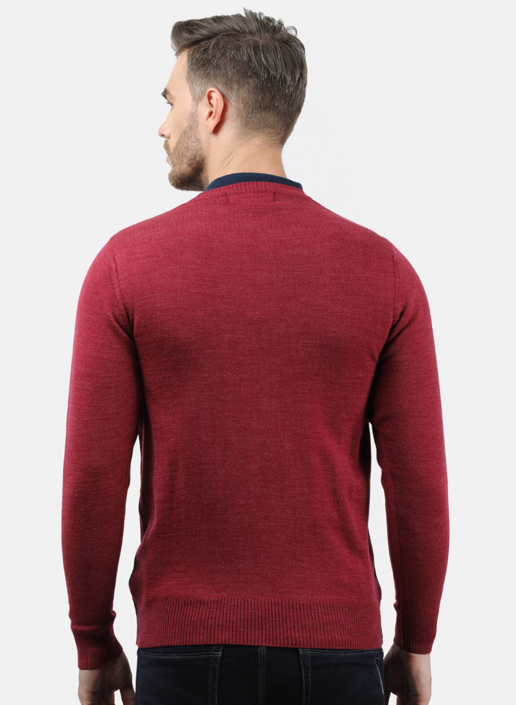 Men Red Solid Pullover