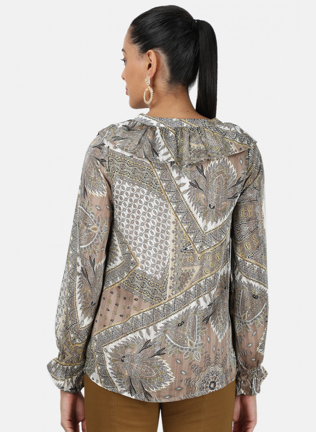 Womens Beige Printed Top