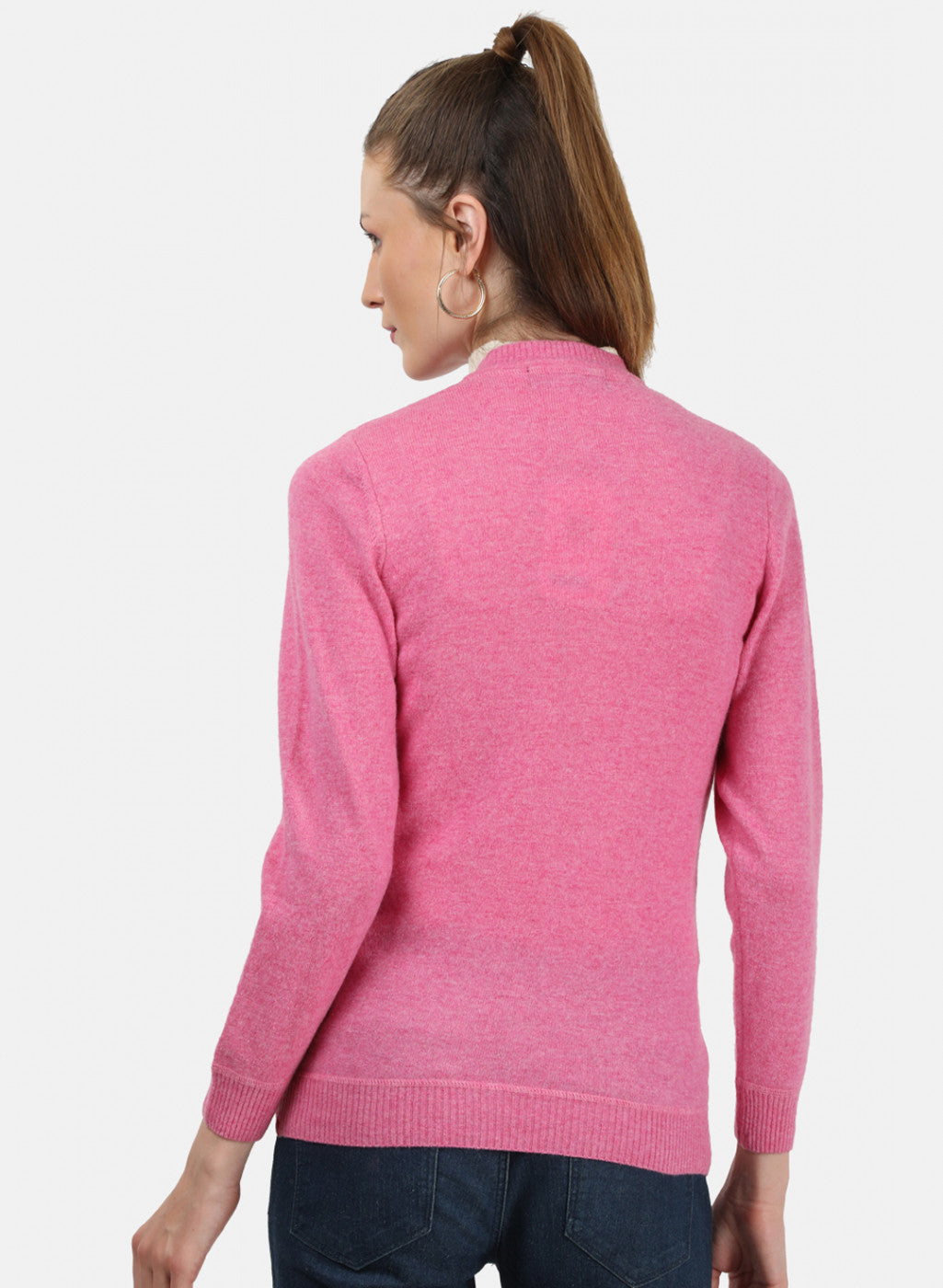 Women Pink Solid Cardigan