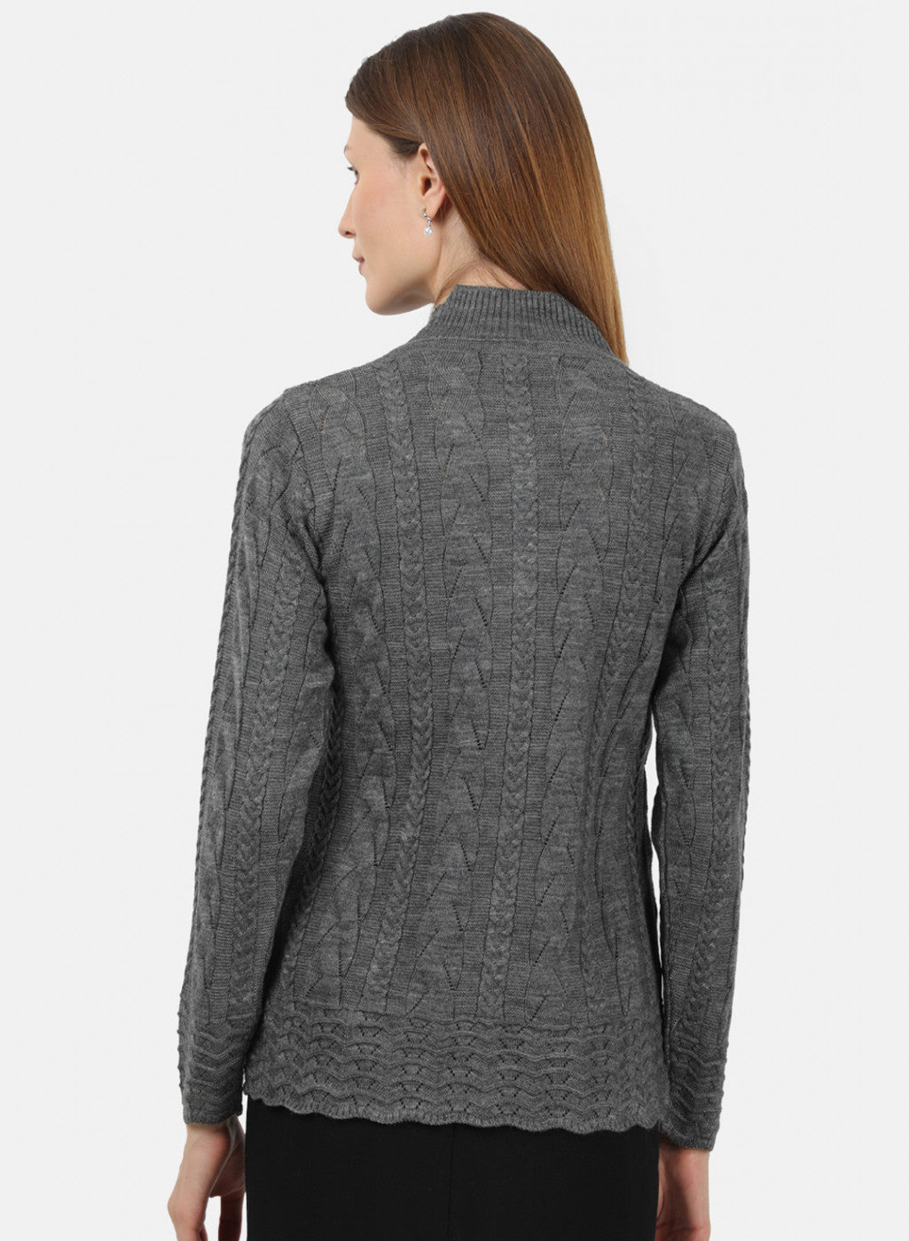 Women Grey Self Design Cardigan