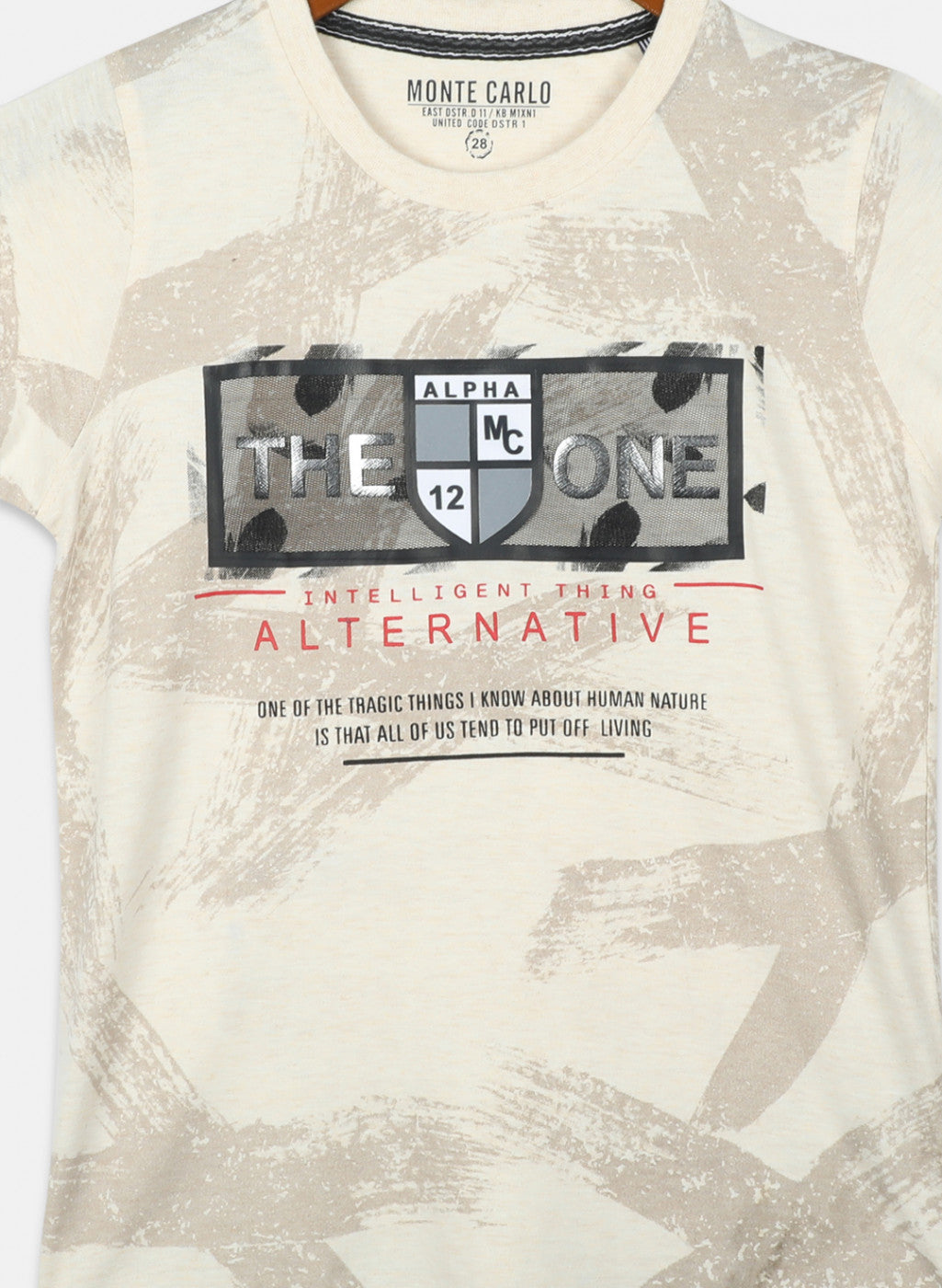 Boys Beige Printed T-Shirts