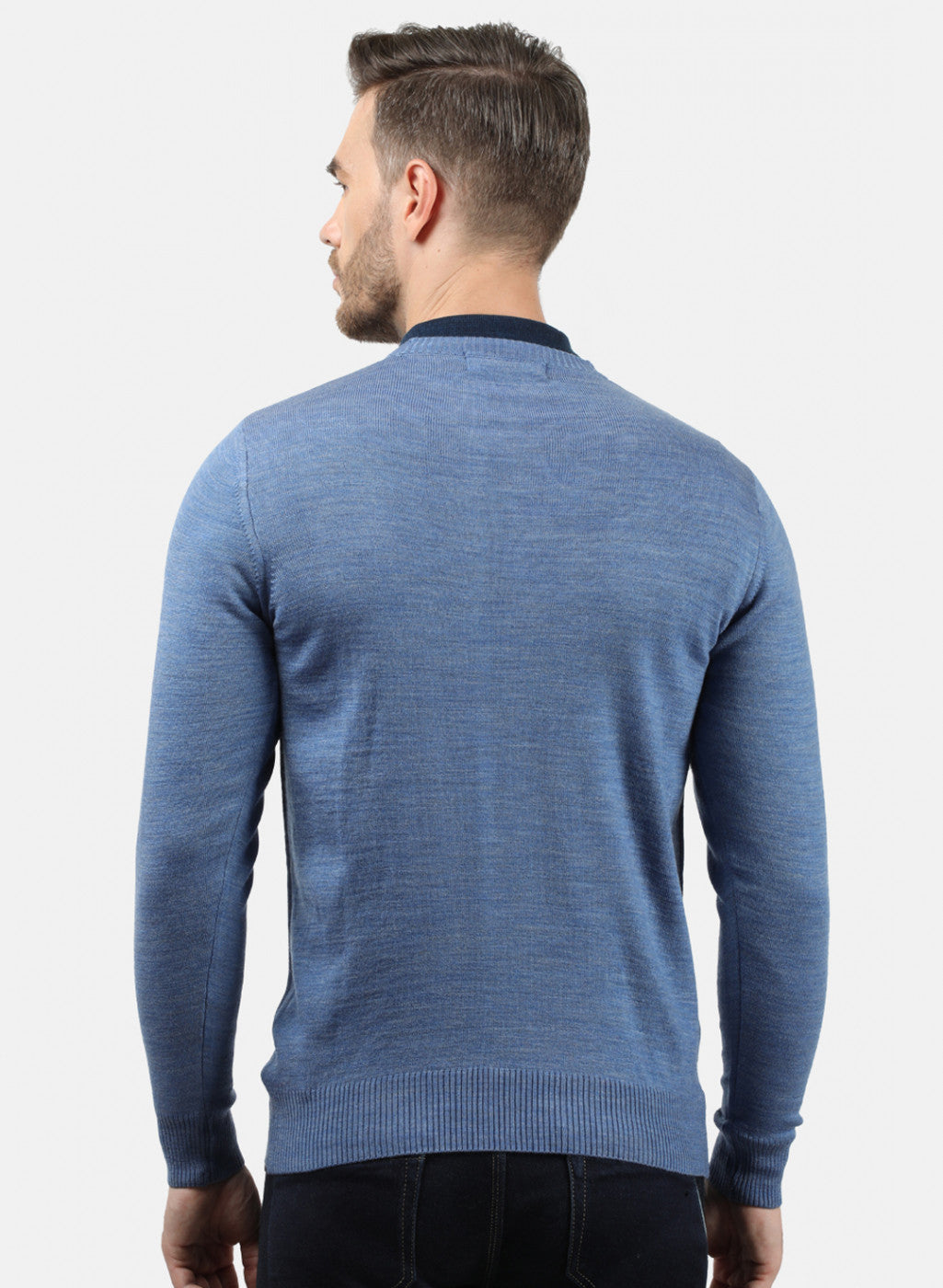 Men Blue Solid Pullover
