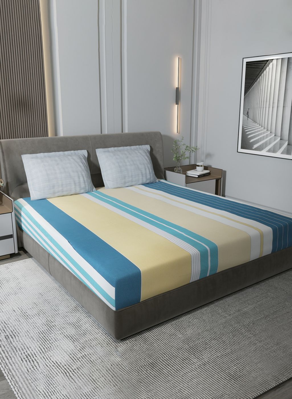 200TC Pure Cotton King Bedsheet with 2 Pillow Covers