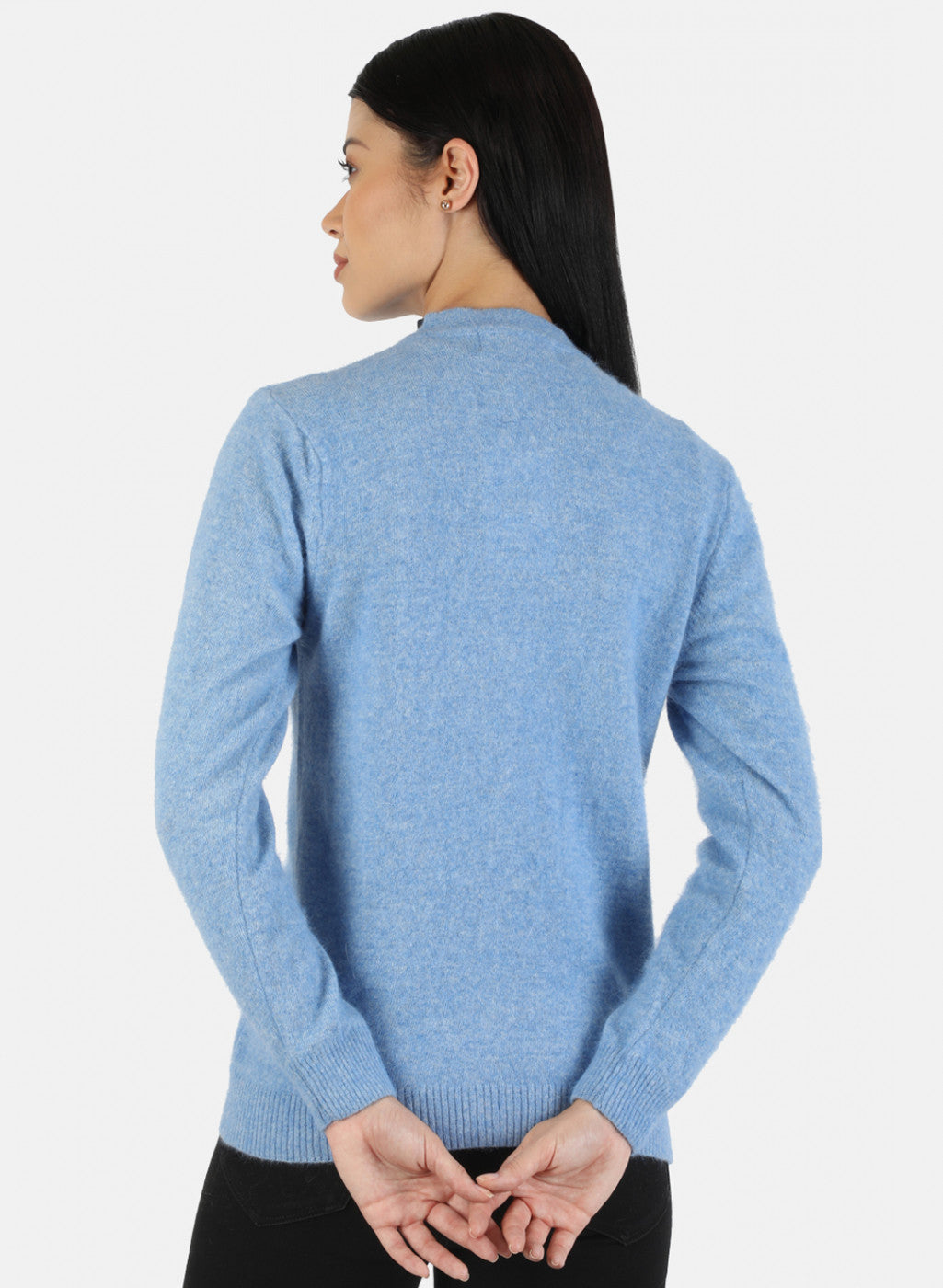 Women Blue Solid Cardigan