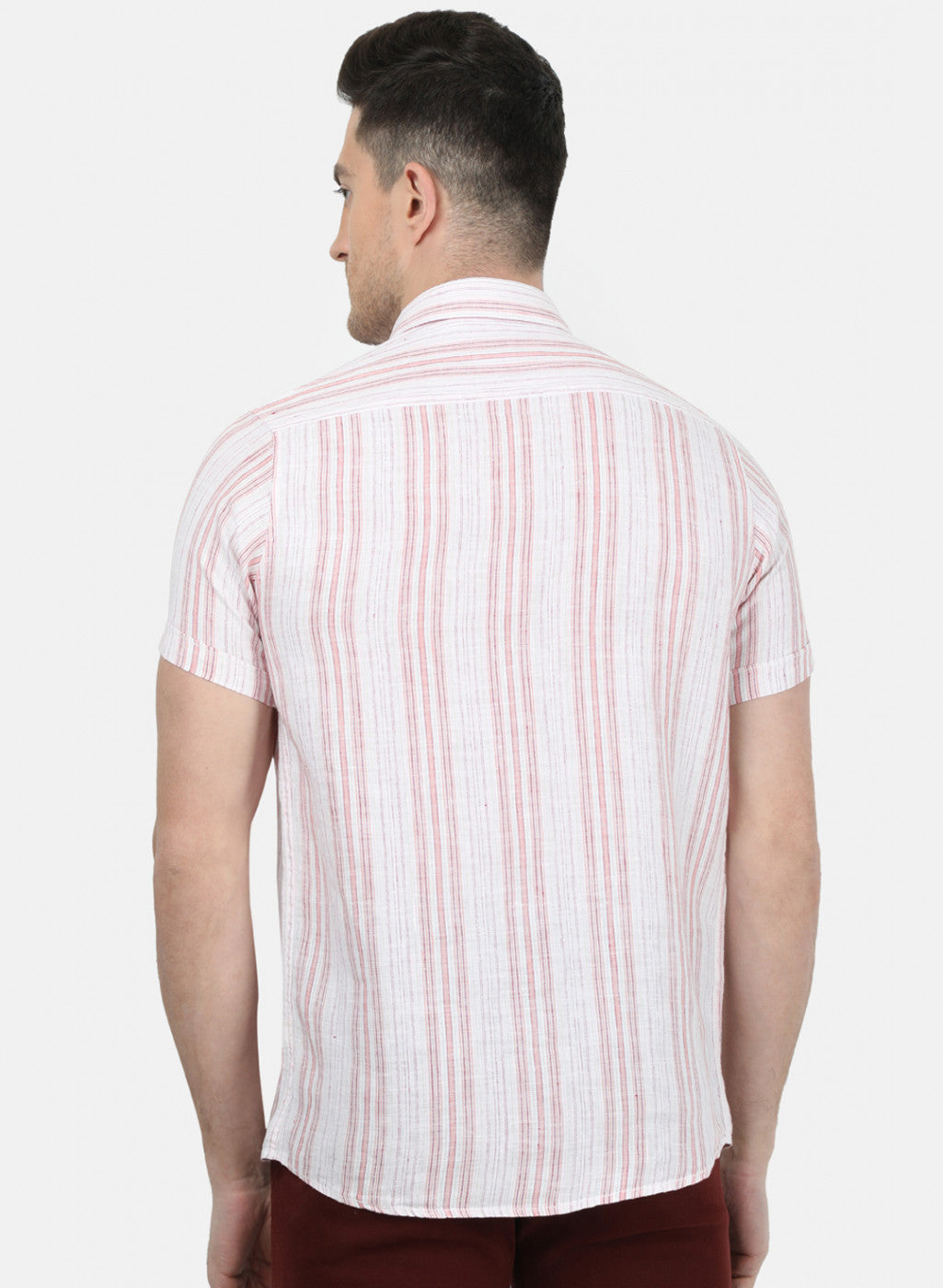 Mens Orange Stripe Linen Shirt