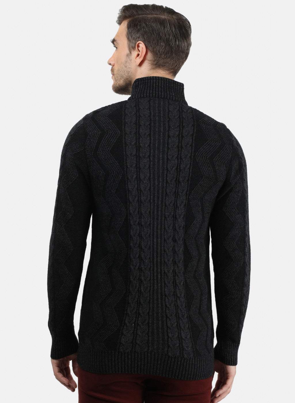 Men Black Solid Pullover