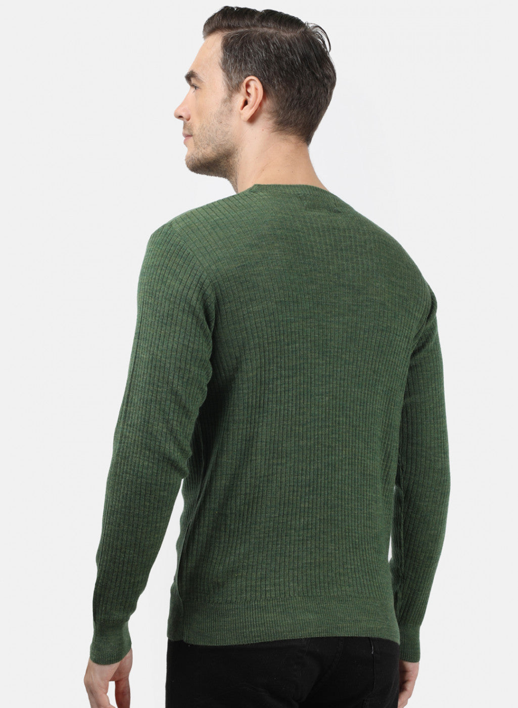 Men Olive Solid Pullover