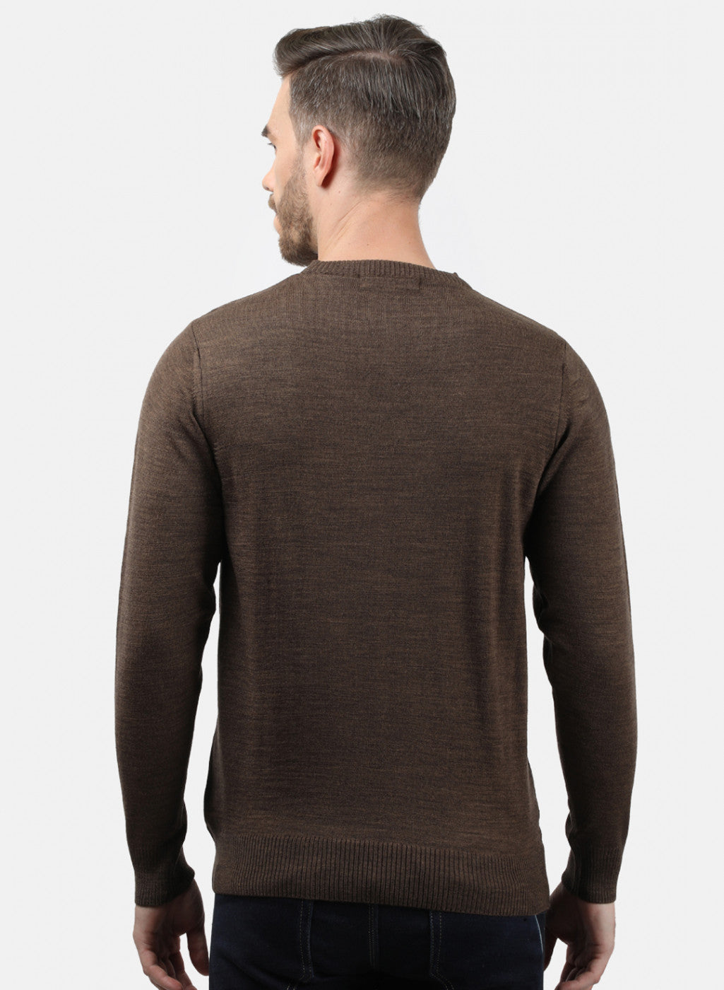 Men Brown Solid Pullover