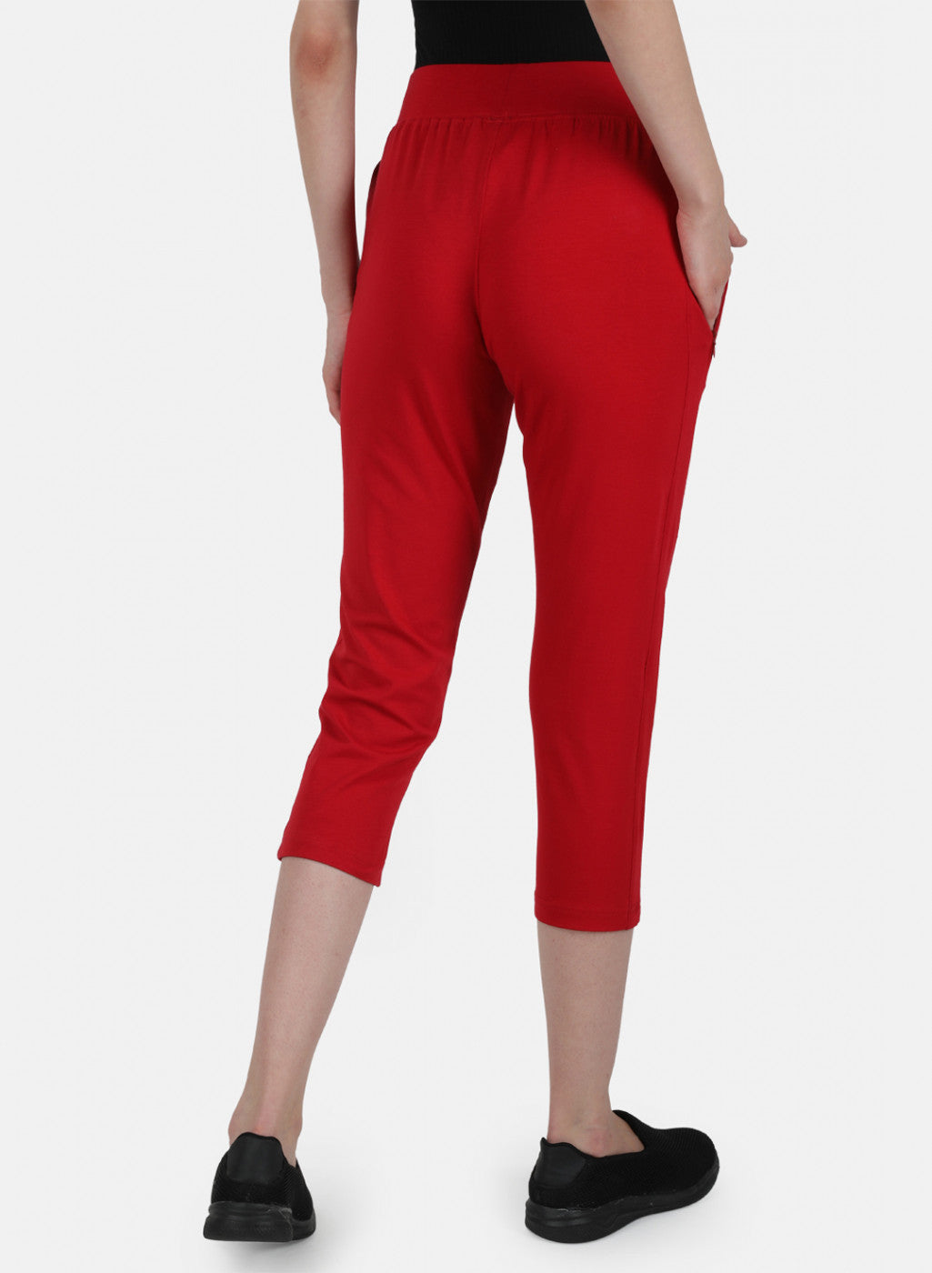 Womens Red Regular Capri