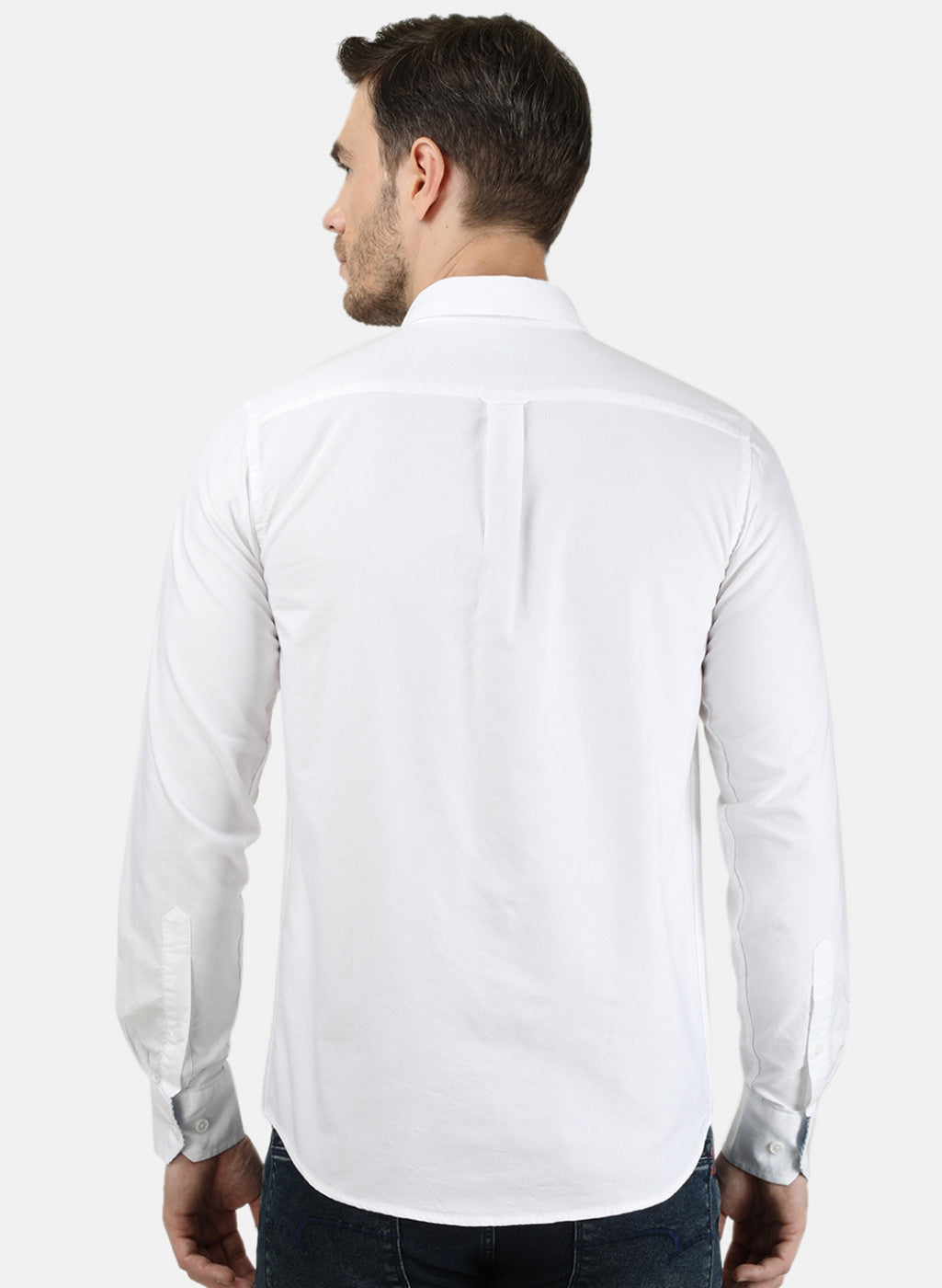 Mens White Solid Shirt