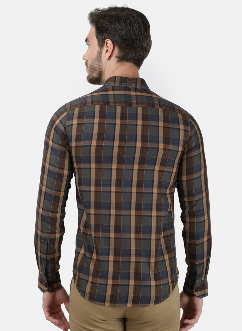Mens Brown Check Shirt