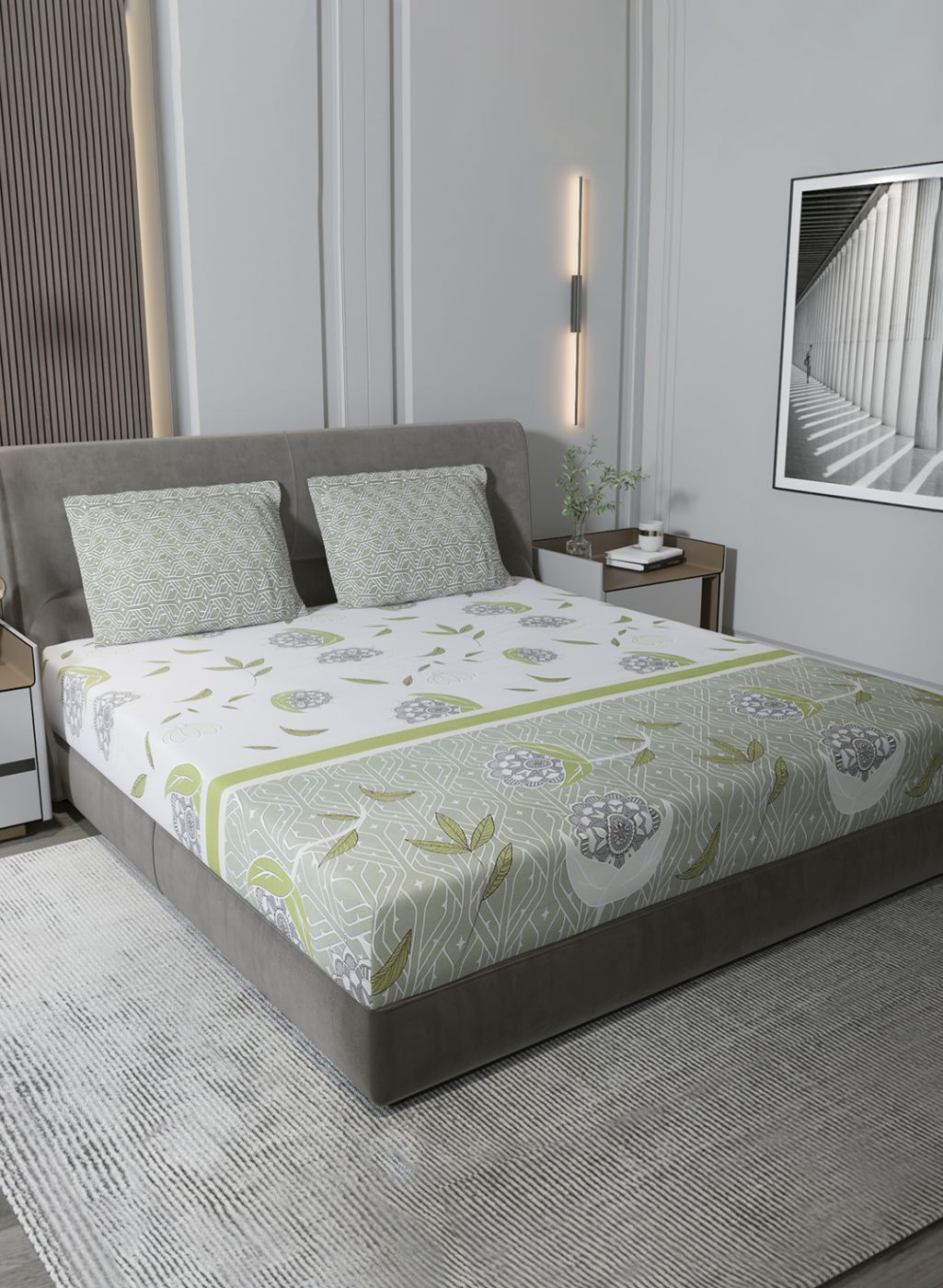 144TC Pure Cotton King Bedsheet with 2 Pillow Covers