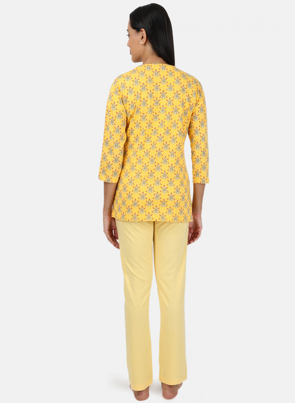 Womens Yellow Printed Combo Set