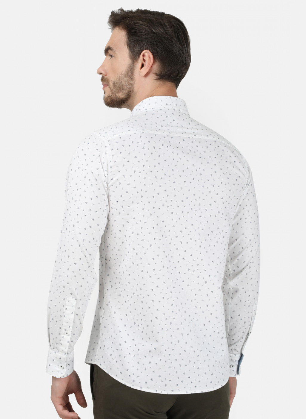 Mens White Printed Shirt