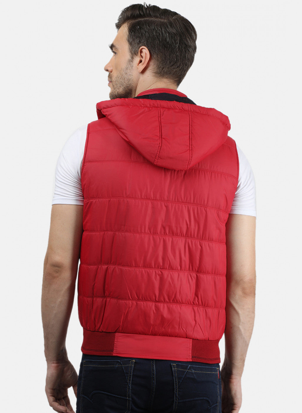 Men Red Plain Jacket