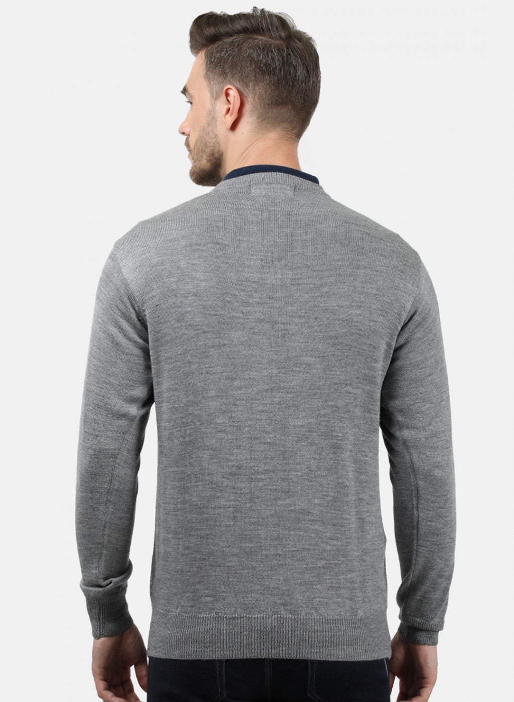 Men Grey Solid Pullover