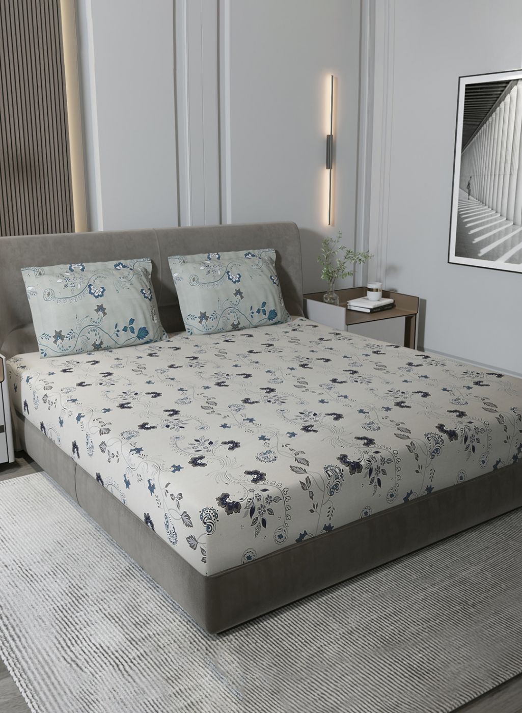 180TC Pure Cotton King Bedsheet with 2 Pillow Covers