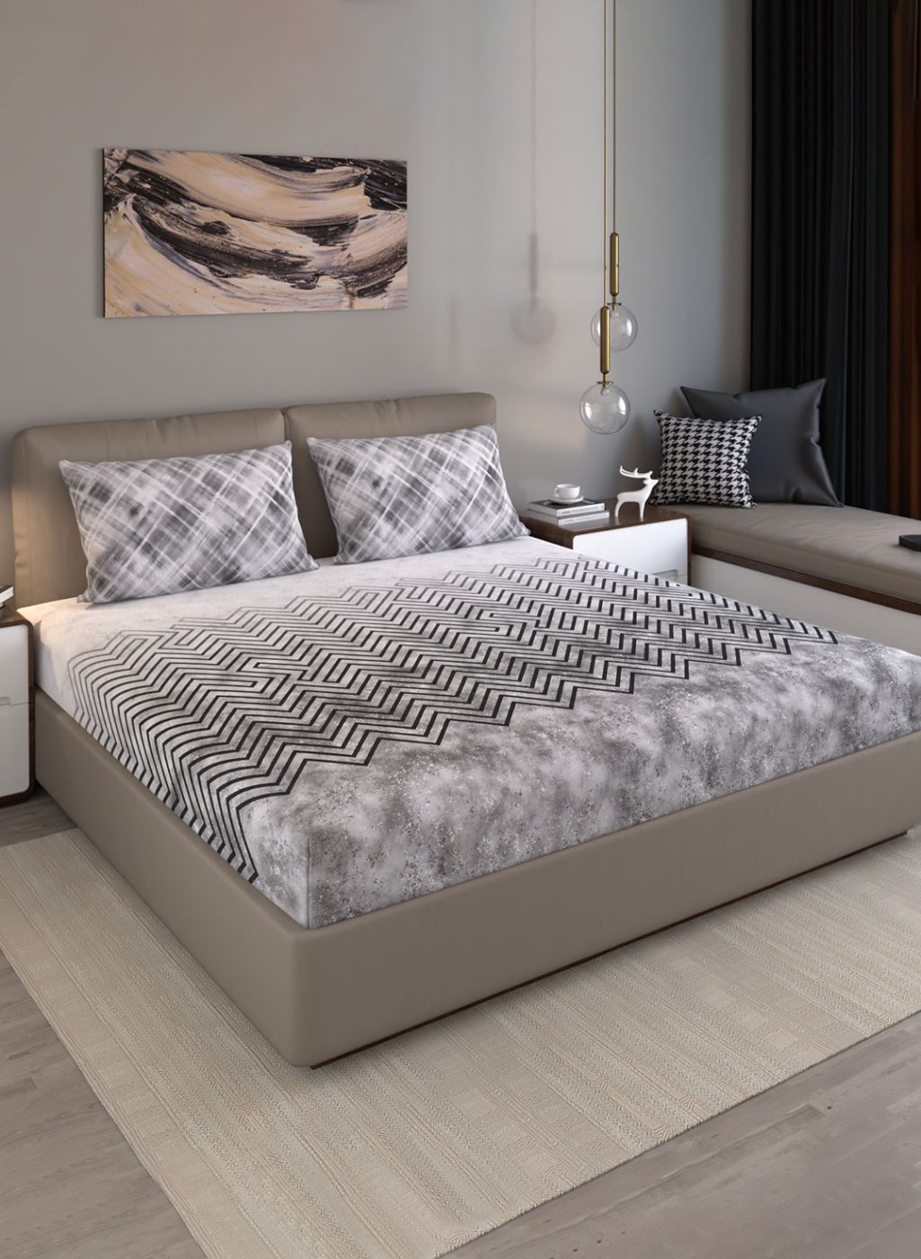 140TC Pure Cotton King Bedsheet with 2 Pillow Covers