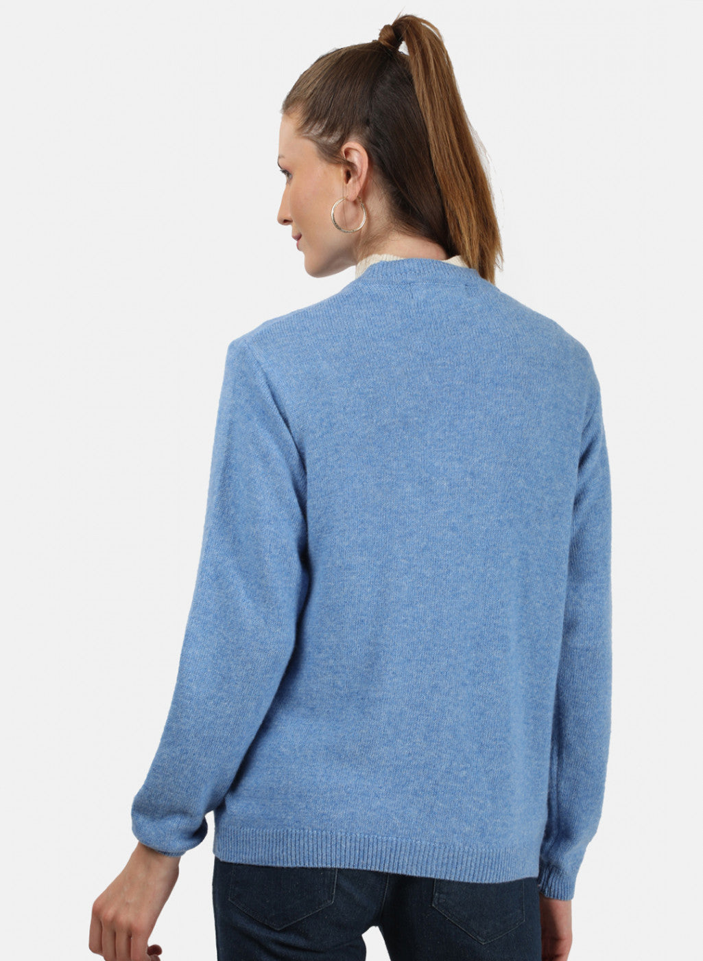 Women Blue Solid Cardigan