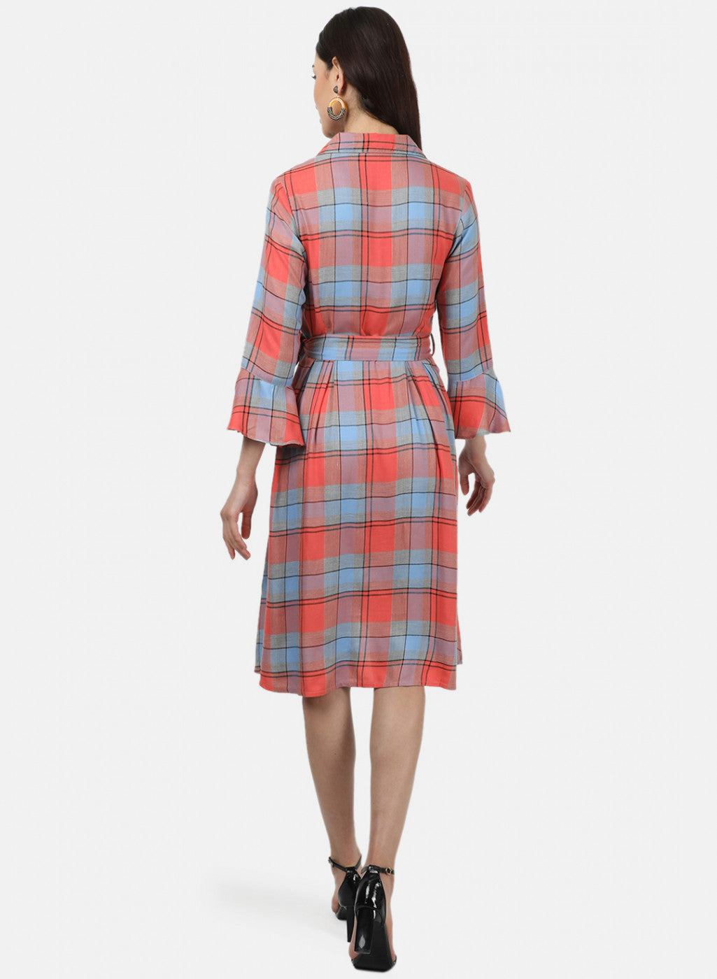 Womens Multi Color Check Dress
