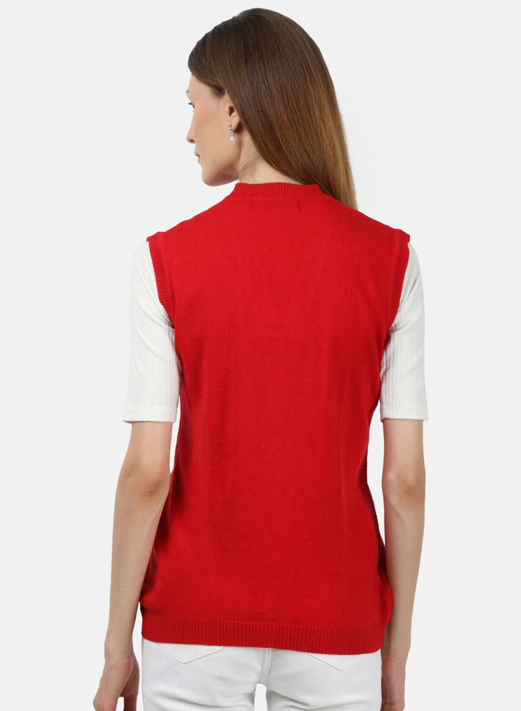 Women Red Solid Cardigan