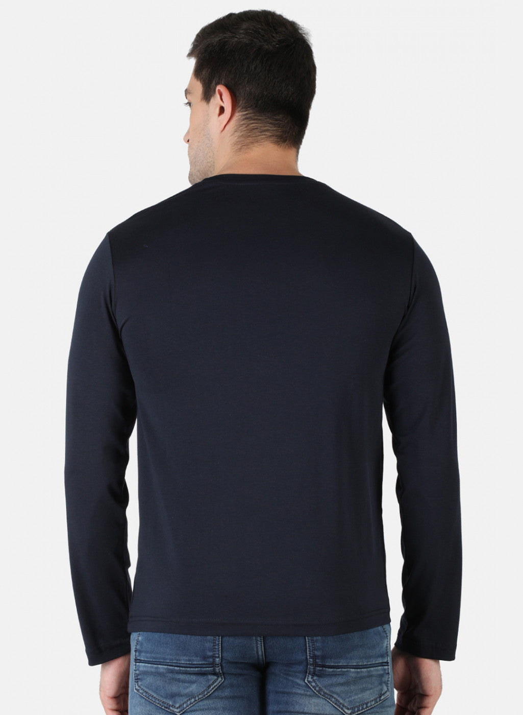 Men NAvy Blue Plain T-Shirt
