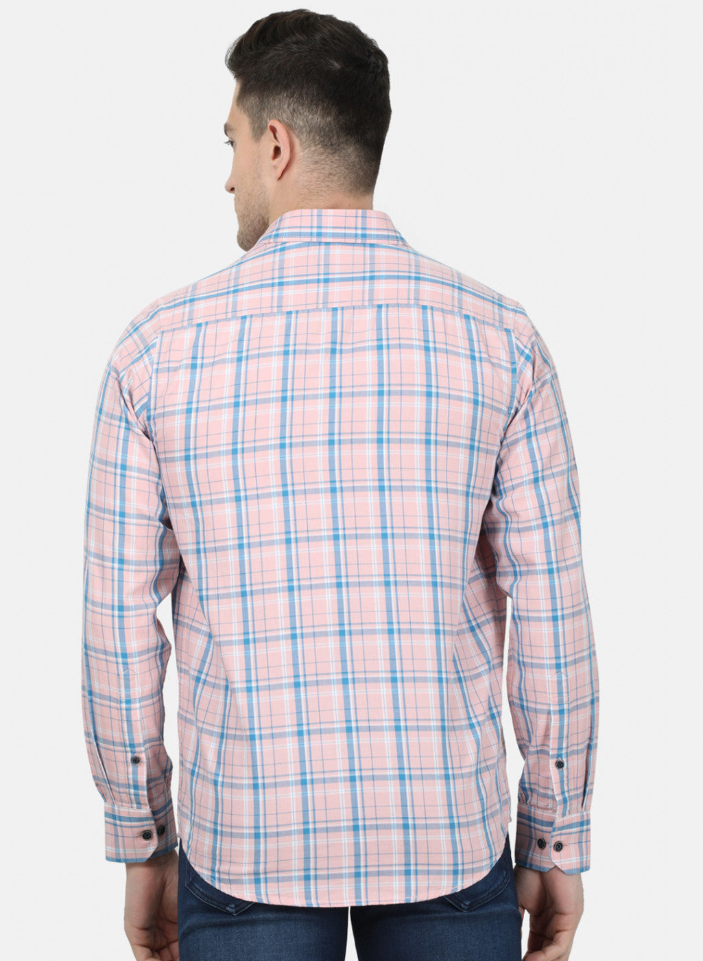 Mens Peach Check Shirt