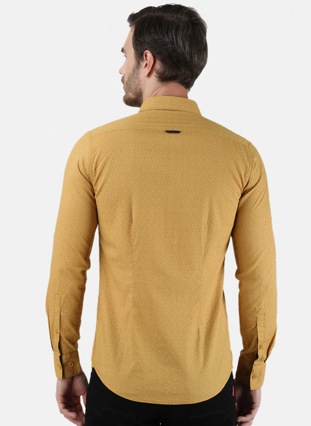 Mens Mustard Printed Shirt