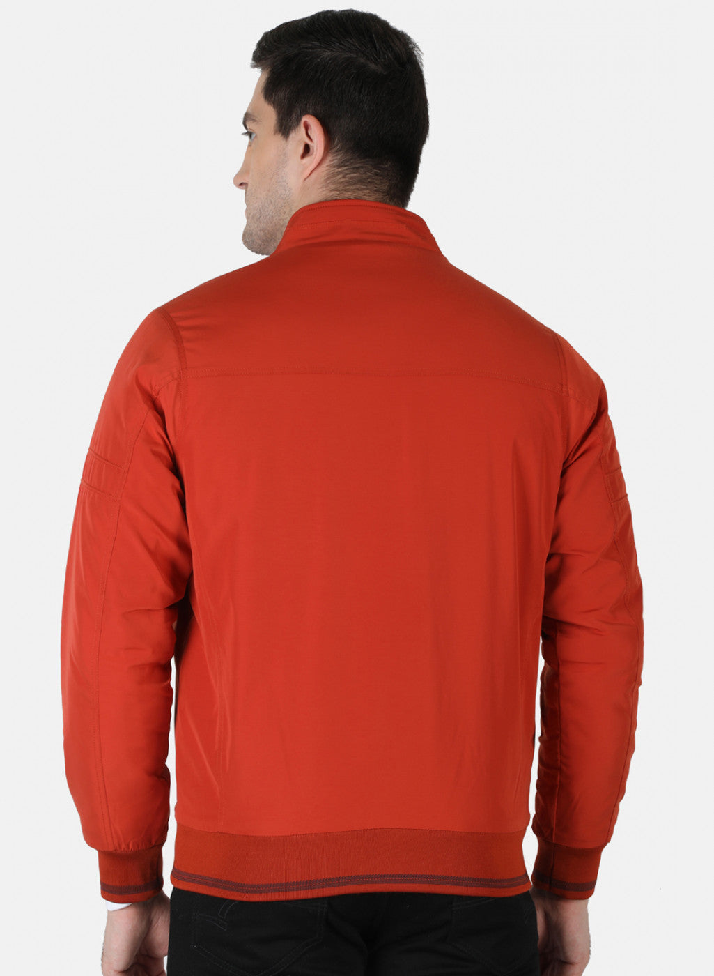 Men Orange Plain Jacket