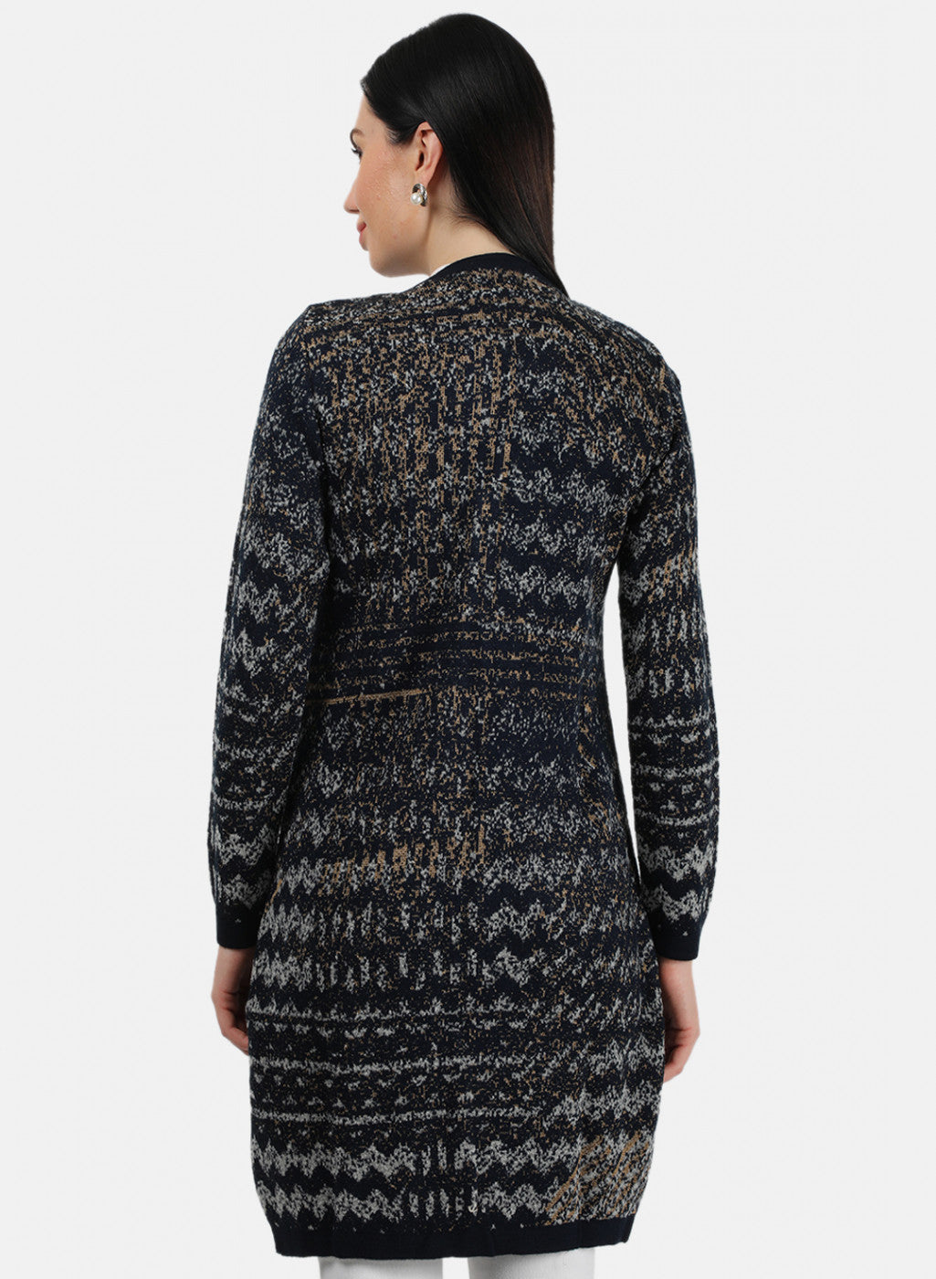 Women Navy Blue Solid Cardigan