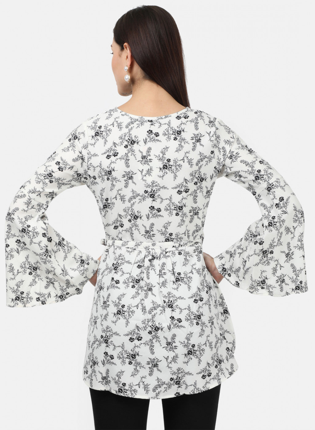 Womens White Printed Tunics
