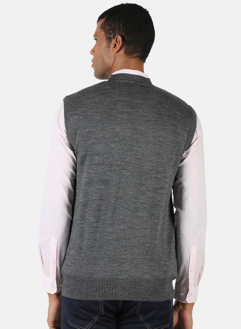 Men Grey Solid Cardigan