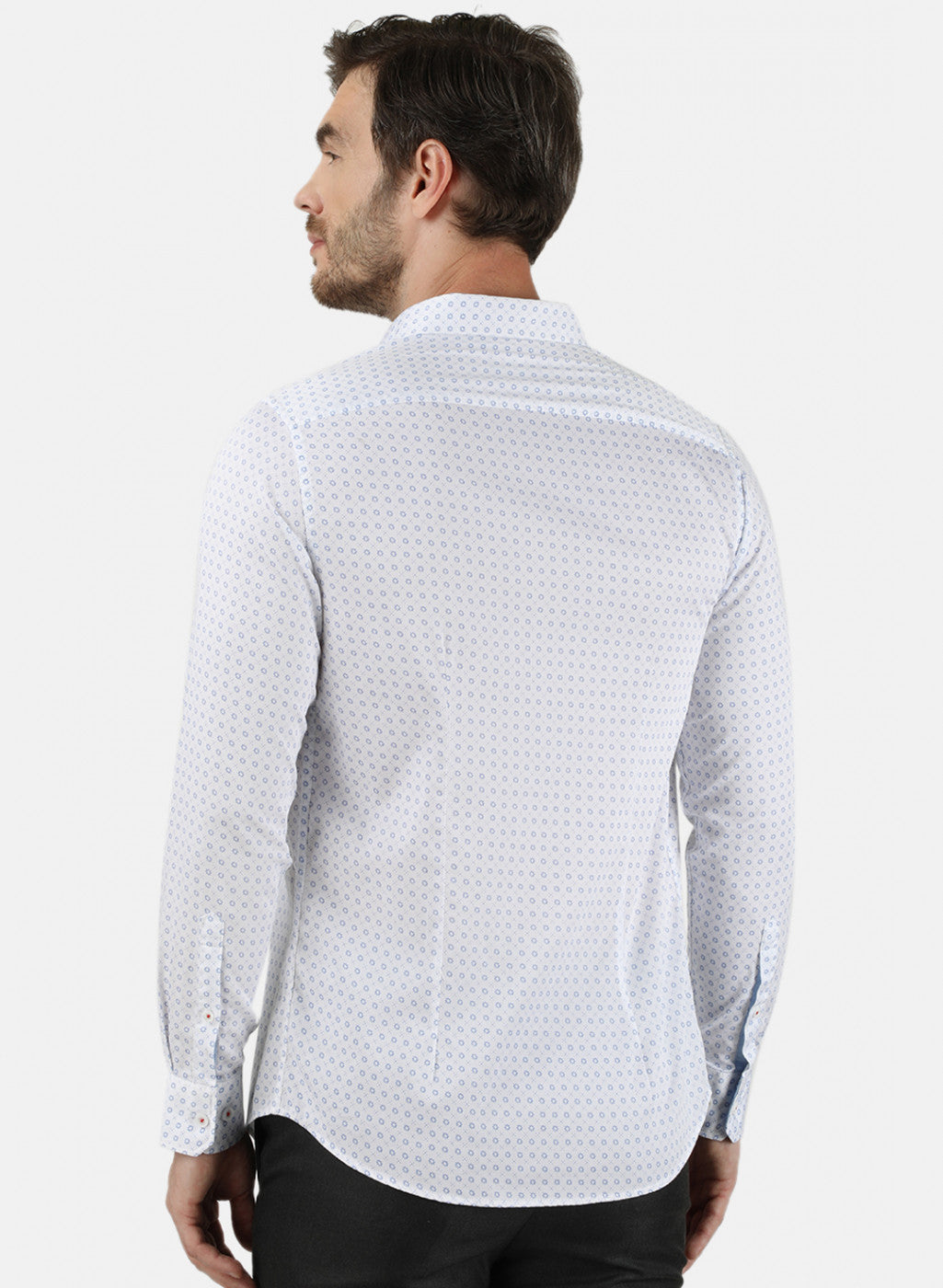 Mens White Printed Shirt