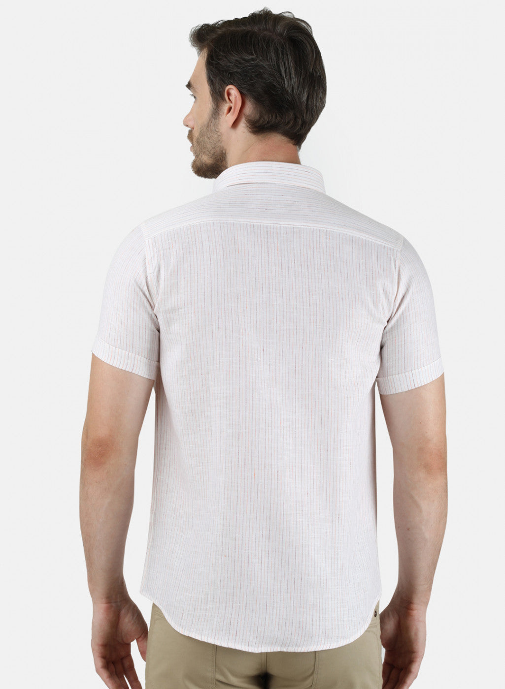 Mens Mustard Stripe Linen Shirt