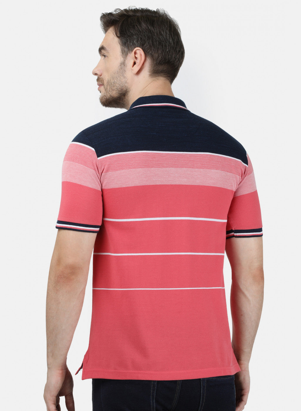 Mens Pink Stripe Collar T-Shirts