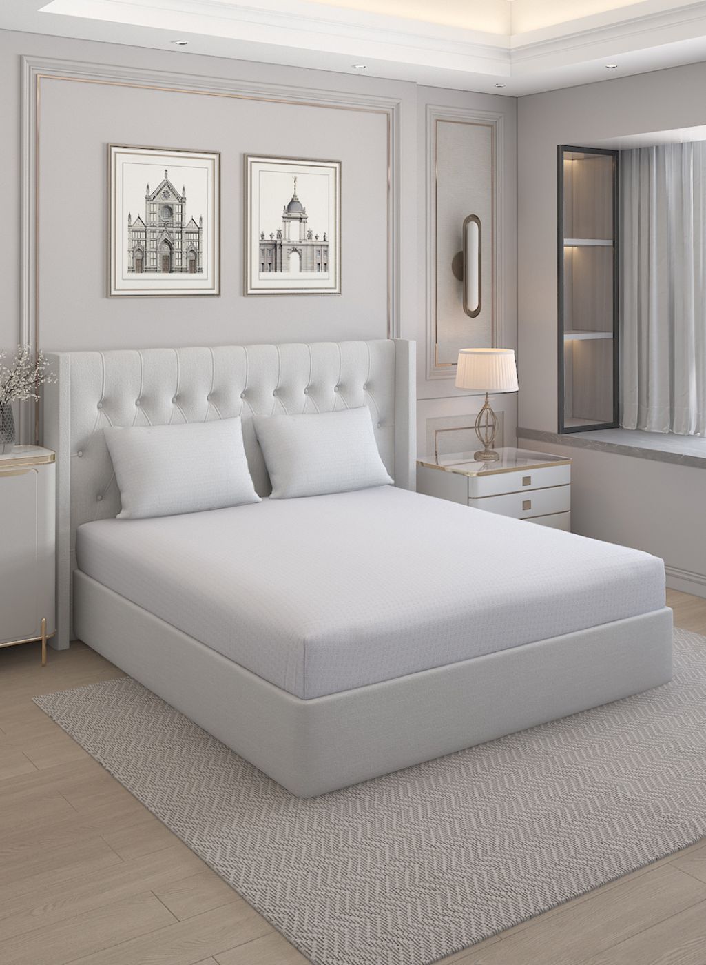 210TC Pure Cotton Queen Bedsheet with 2 Pillow Covers