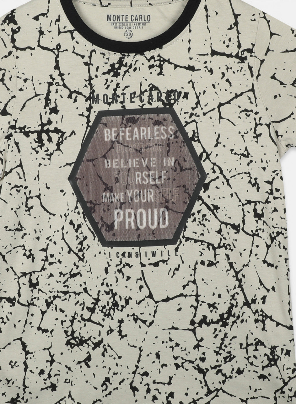 Boys Beige Printed T-Shirts