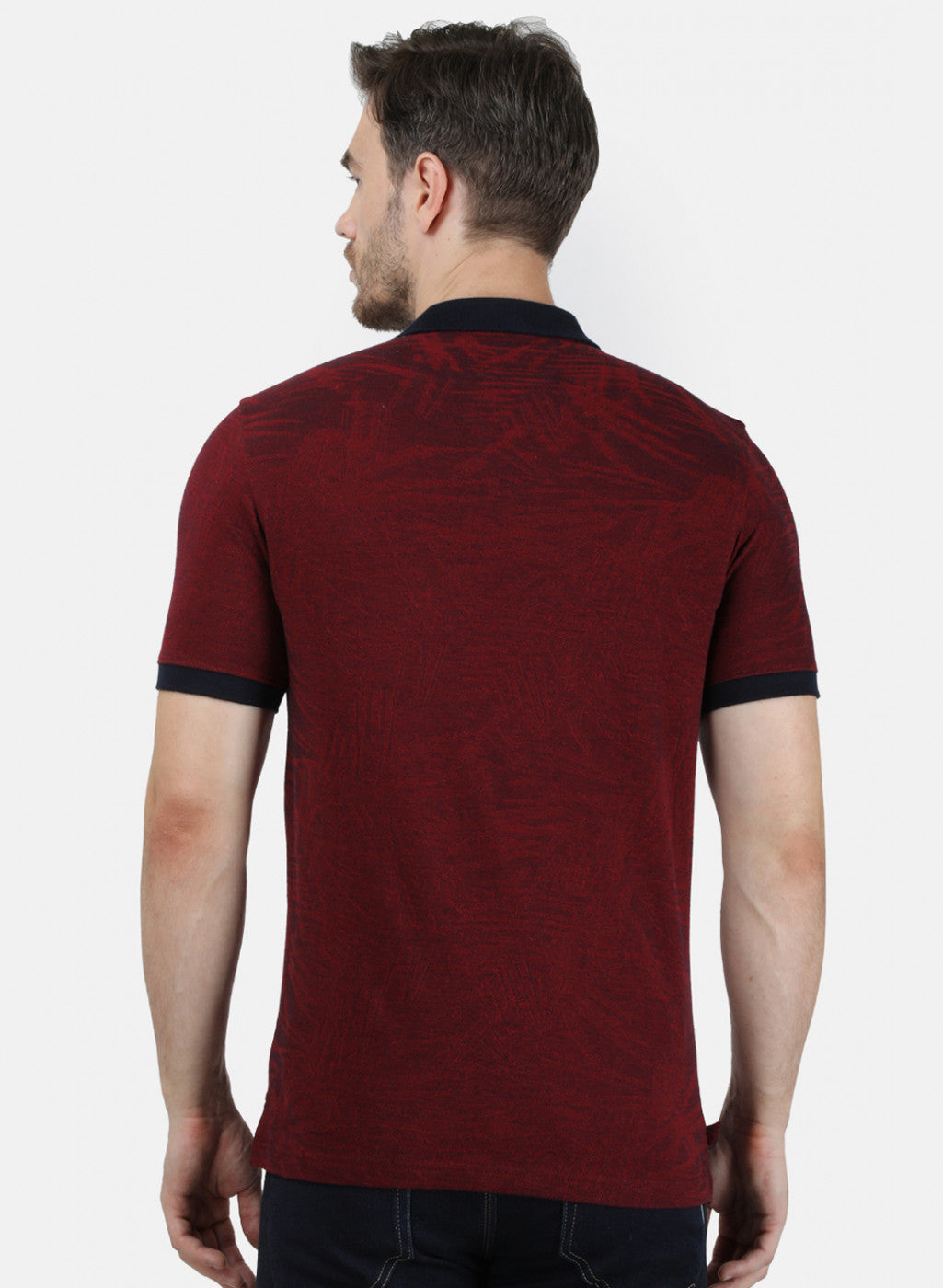 Mens Maroon Stripe Collar T-Shirts