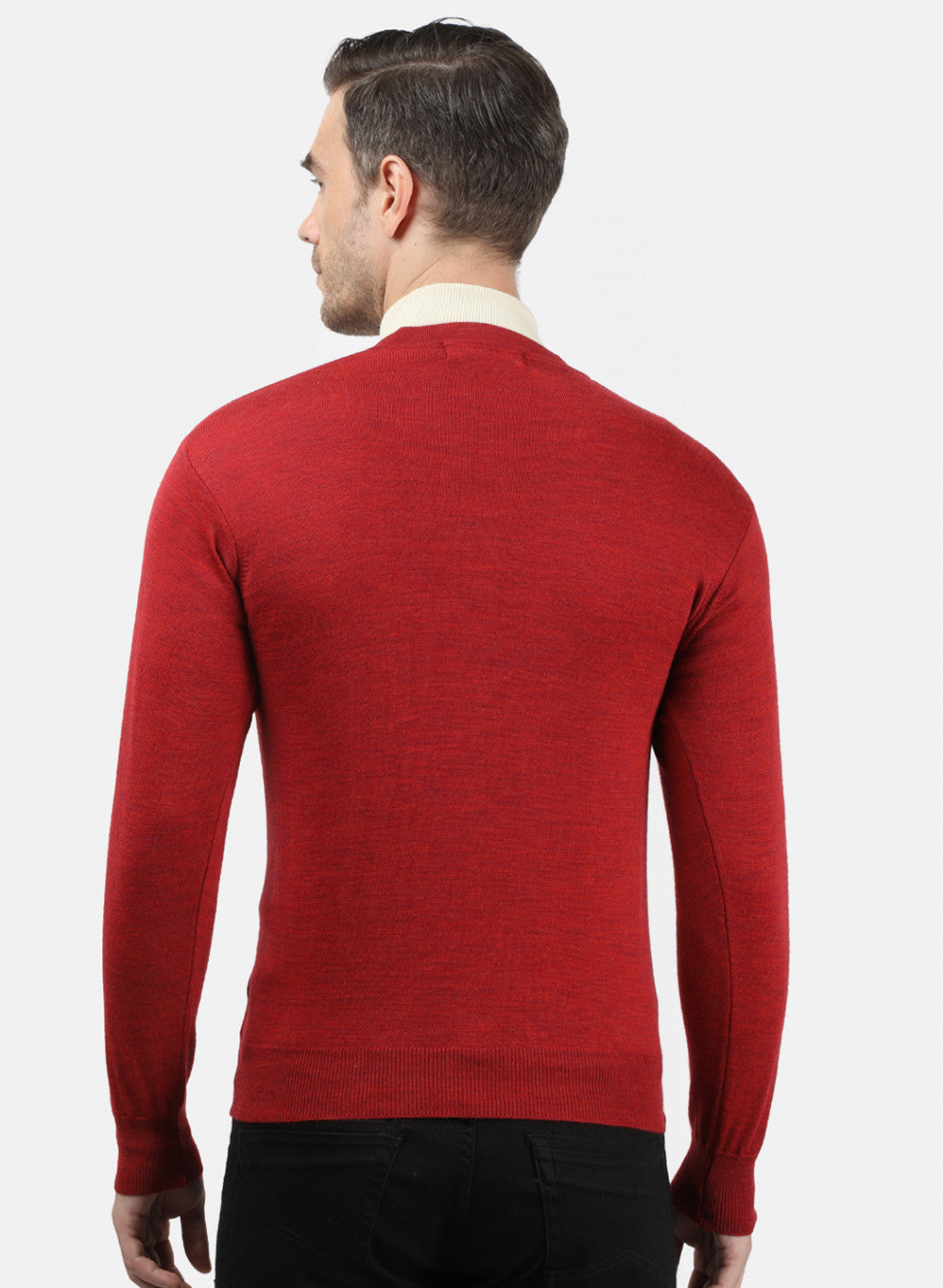Men Red Solid Cardigan