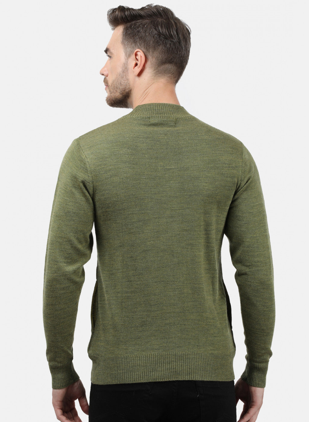 Men Olive Solid Pullover