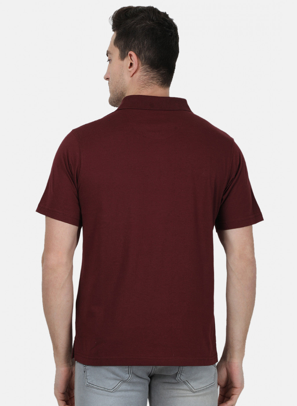 Mens Maroon Plain T-Shirt