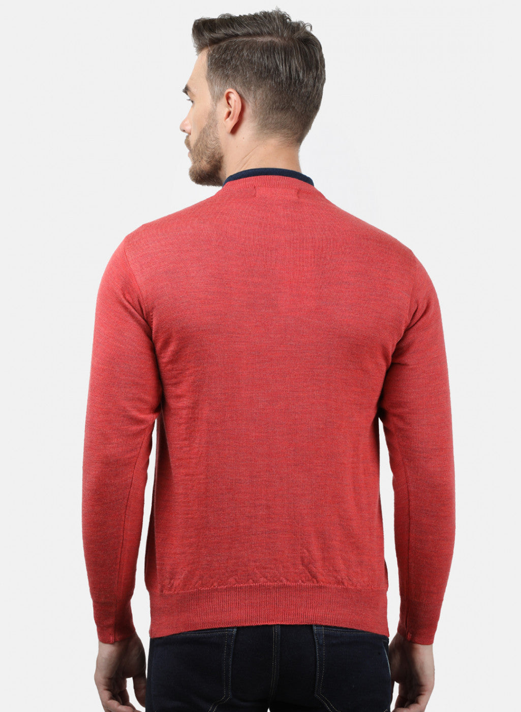 Men Light Red Solid Pullover