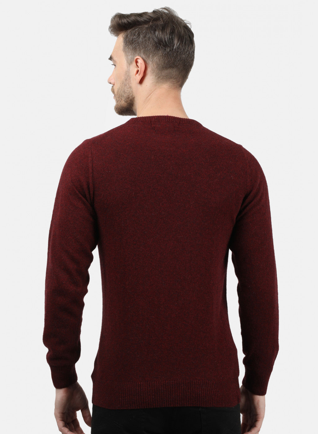 Men Maroon Solid Pullover