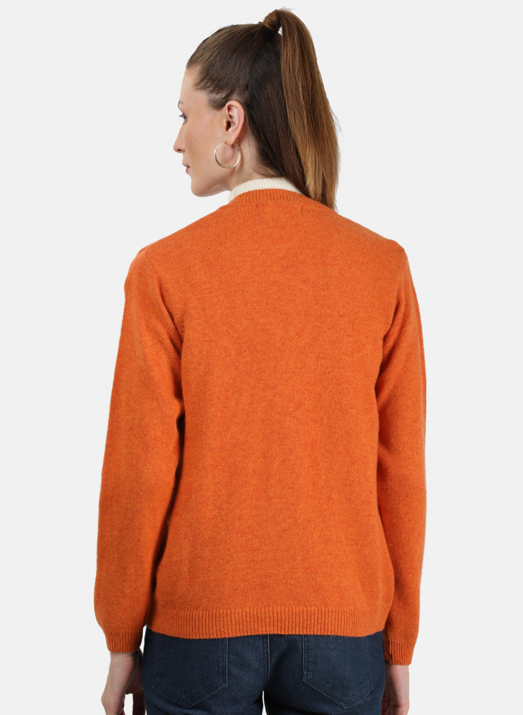 Women Orange Solid Cardigan