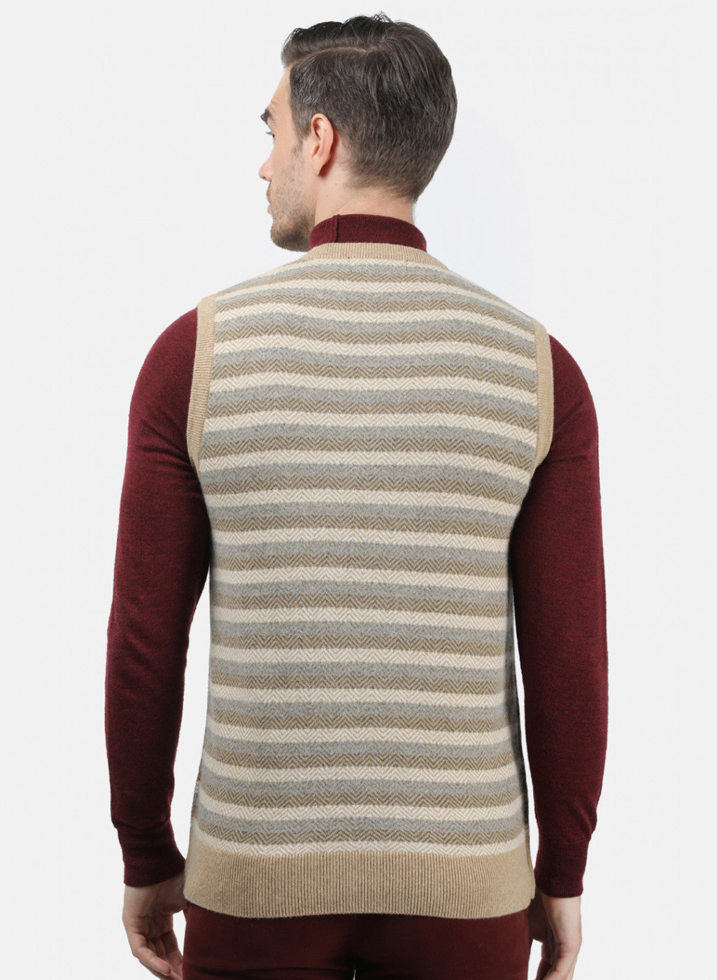 Men Beige Solid Sweater