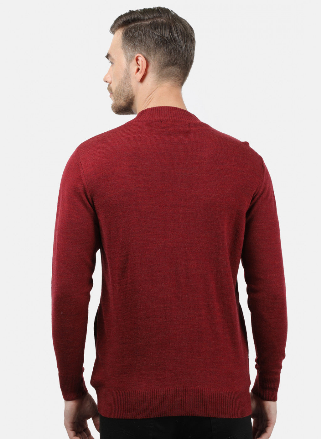 Men Maroon Solid Pullover