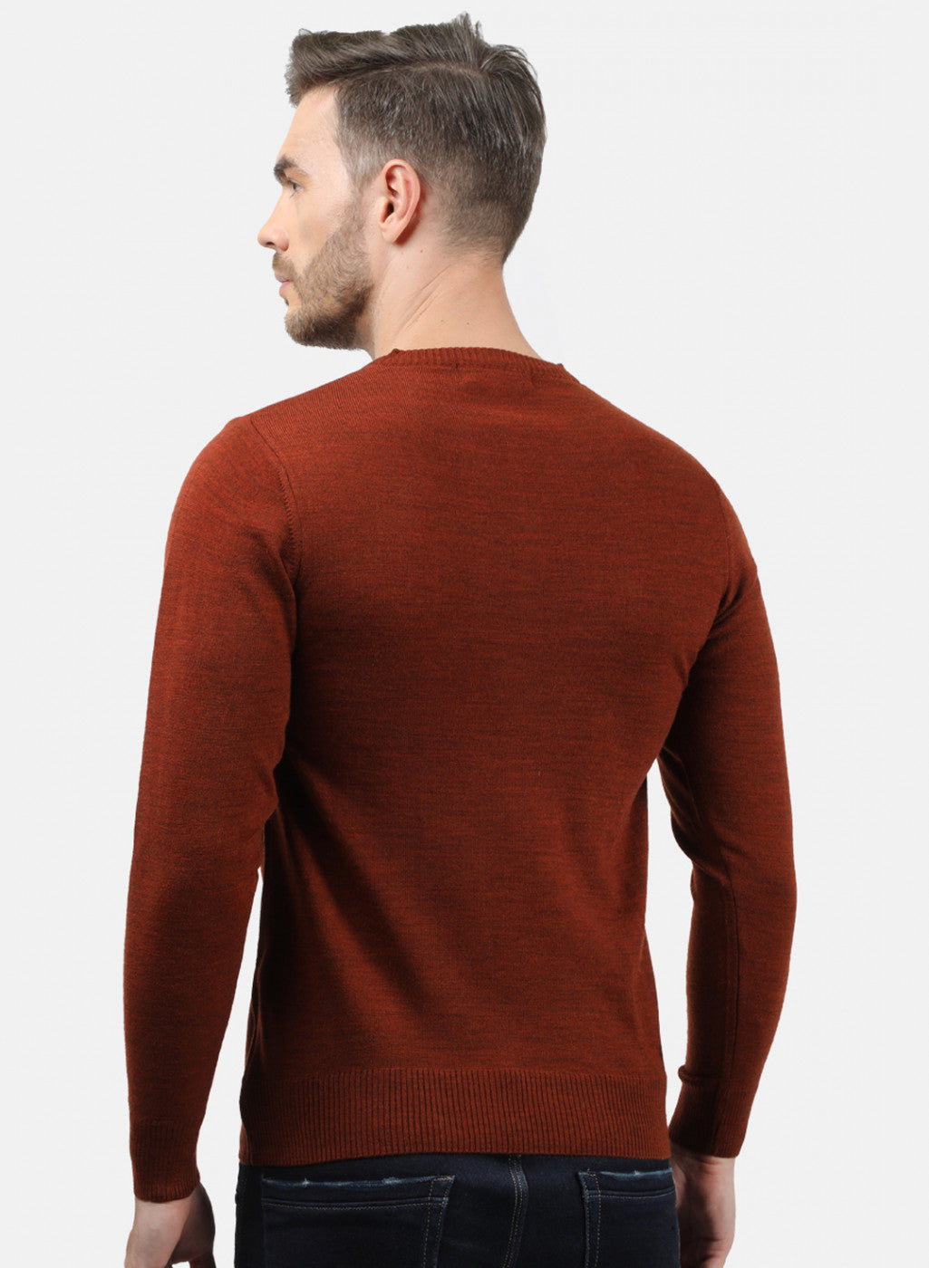 Men Brown Solid Pullover